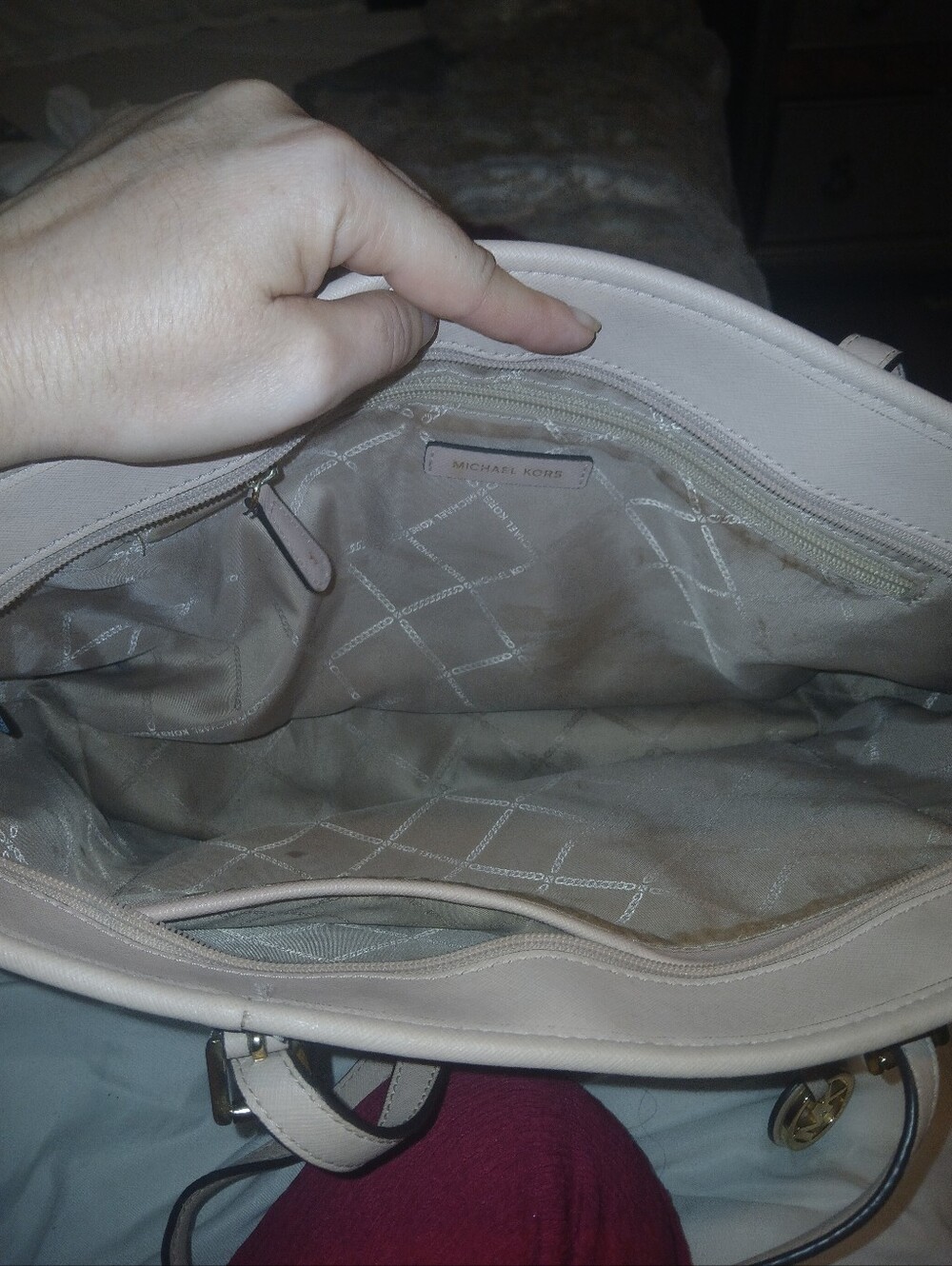 Michael Kors Blush Pink Leather Tote with MK Charm - Picture 3 of 3